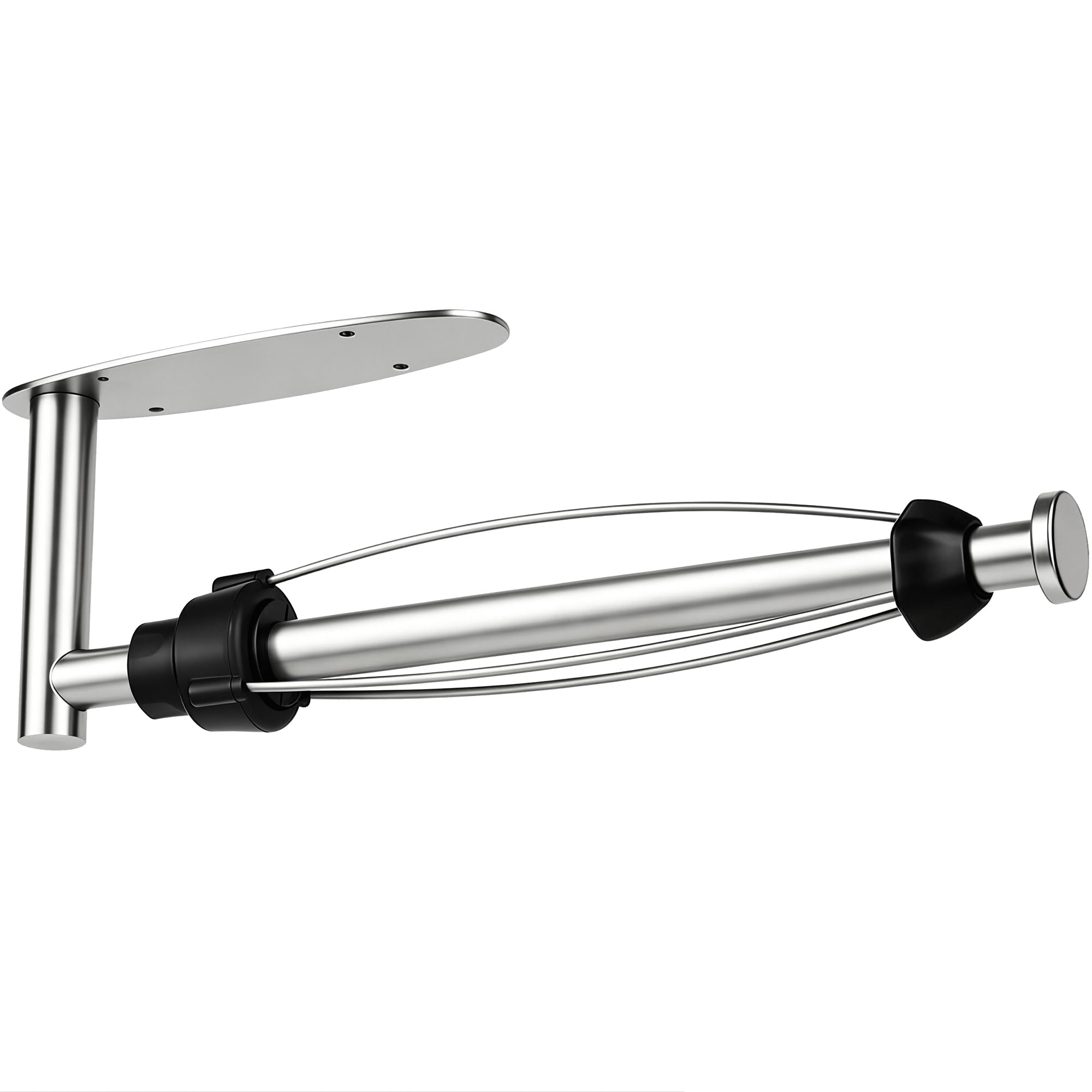 Single Hand Operable Paper Towel Holder Under Cabinet with Damping Effect, Self Adhesive Paper Towel Roll Holder Wall Mounted for Kitchen Bathroom, SUS304 Stainless Steel Brushed Nickel