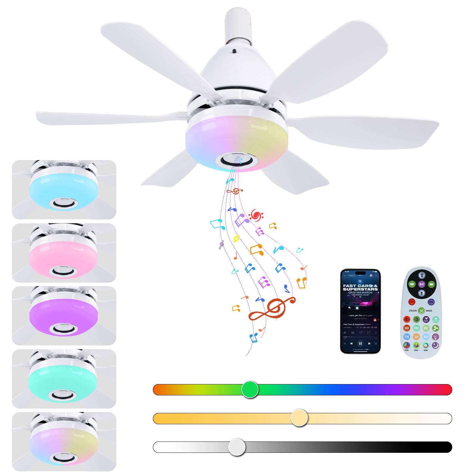 ConBlom 50cm Modern Ceiling Fan Light with 6 Blades