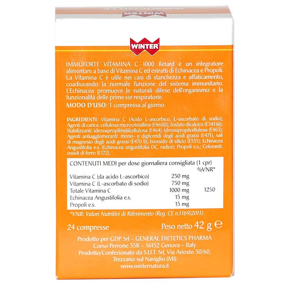 2x Winter - Immuforte VITAMINA C Retard - 24 compresse da 1.75 gr - Vitamina C con echinacea e propoli a RILASCIO GRADUALE - Difese immunitarie
