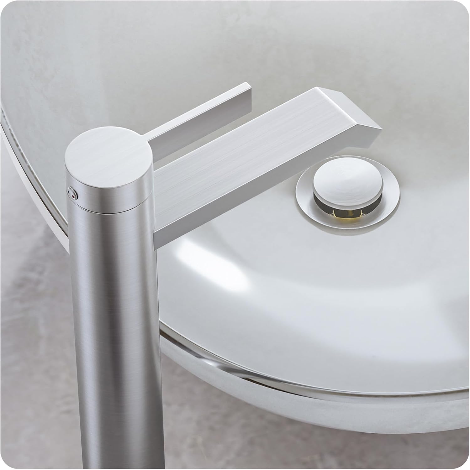 Phiestina Brushed Nickle Single Hole Tall Bathroom Faucet, Single Handle Above Counter Sink Bathroom Vessel Faucet with Waterfall,Pop Up Drain and Water Supply Line,FH04-BN-V-VINE