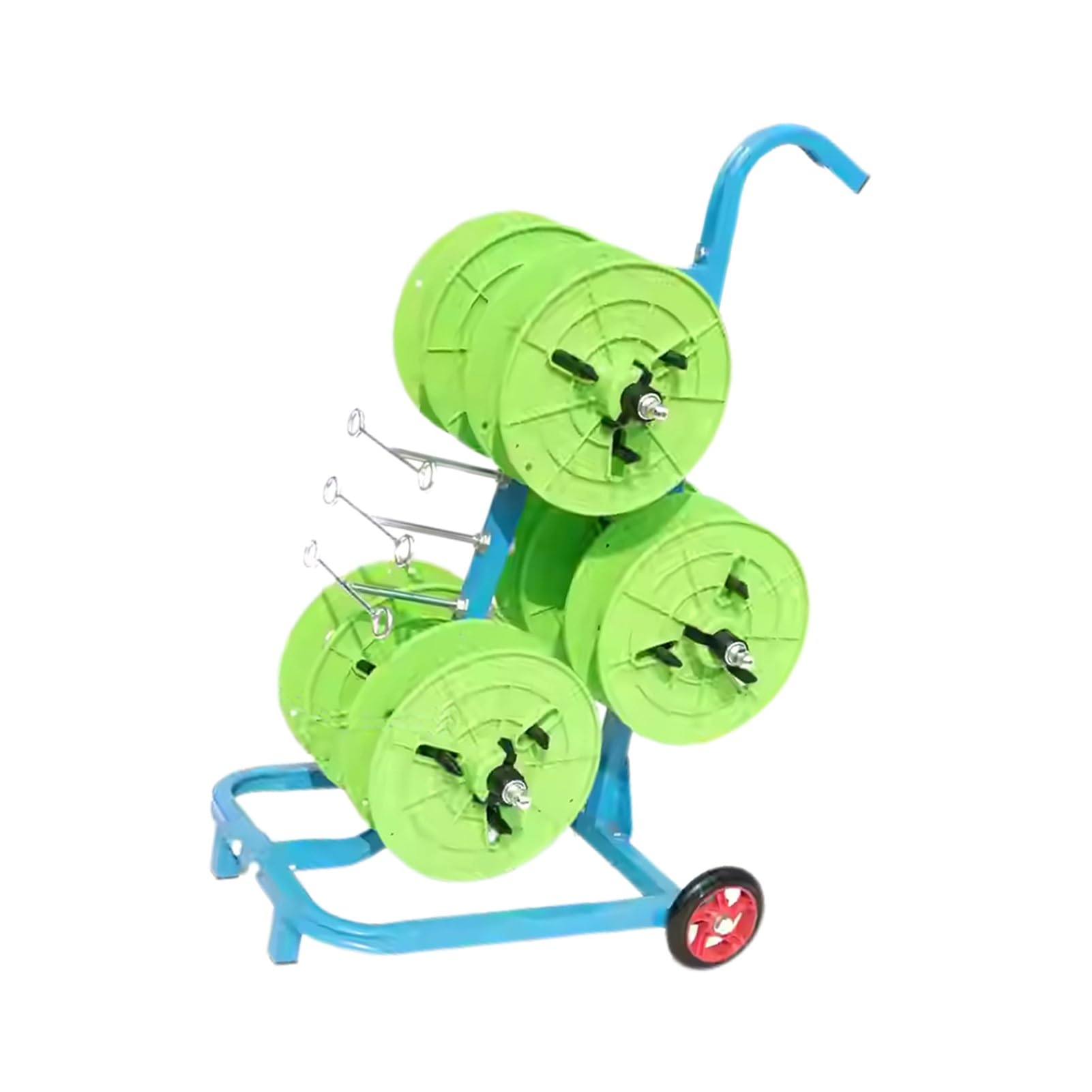 WDSOPK Wire Spool Rack with Wheels,Multi-Spool Wire Rack Dispenser,3 Rods Heavy Duty Wire Spool Cart,Automotive Wiring Storage (Green 3 Rods Wire)