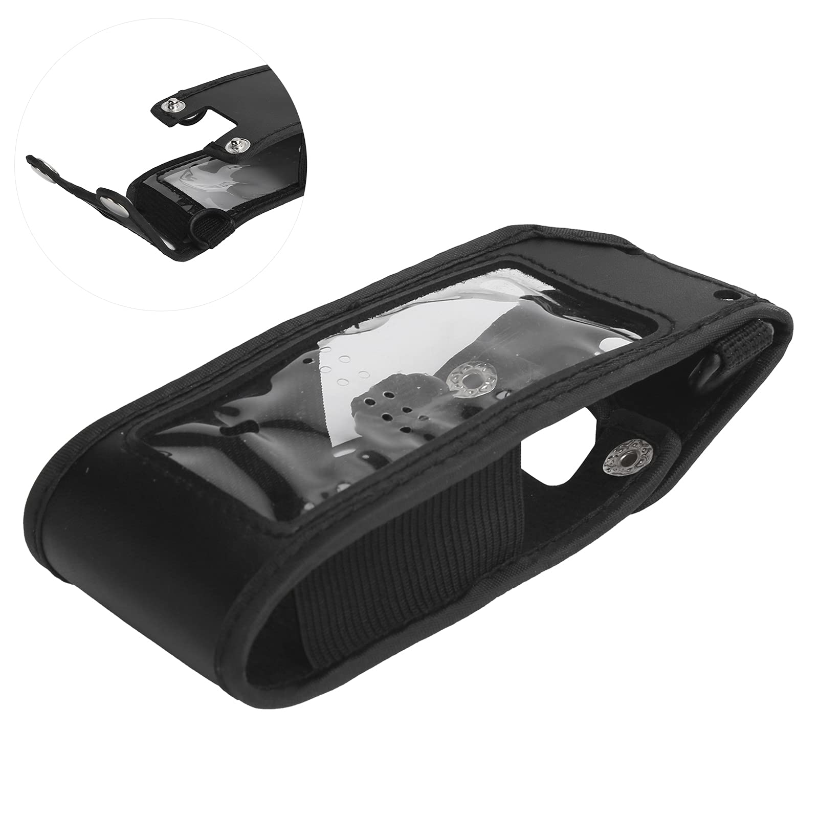 ASHATA Étui en Cuir Portable pour Talkie-walkie, Sac de Protection pour Radio Bidirectionnelle Anytone AT-D878UV, avec Lanière, Housse Souple en Cuir PU