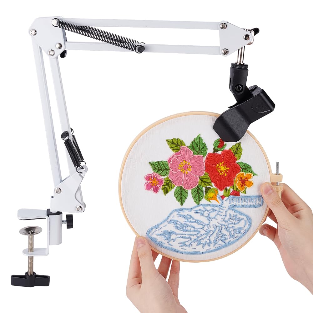OLYCRAFT Kit di supporto da tavolo da ricamo bianco con foro da 8 mm Supporto per ricamo a mano Supporto per ricamo a mano Supporto per ricamo a mano Supporto per ricamo