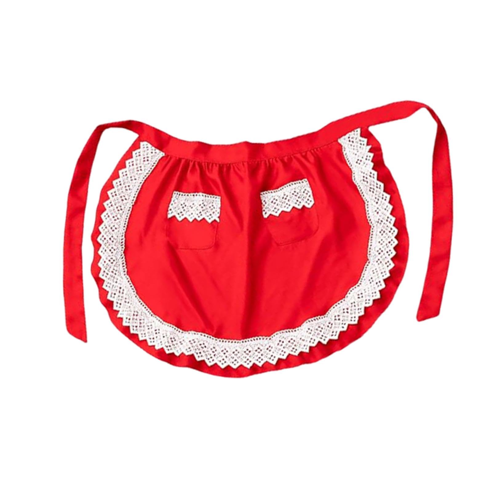 Demi-tablier costume de cuisine vintage d'une élégance rare rouge