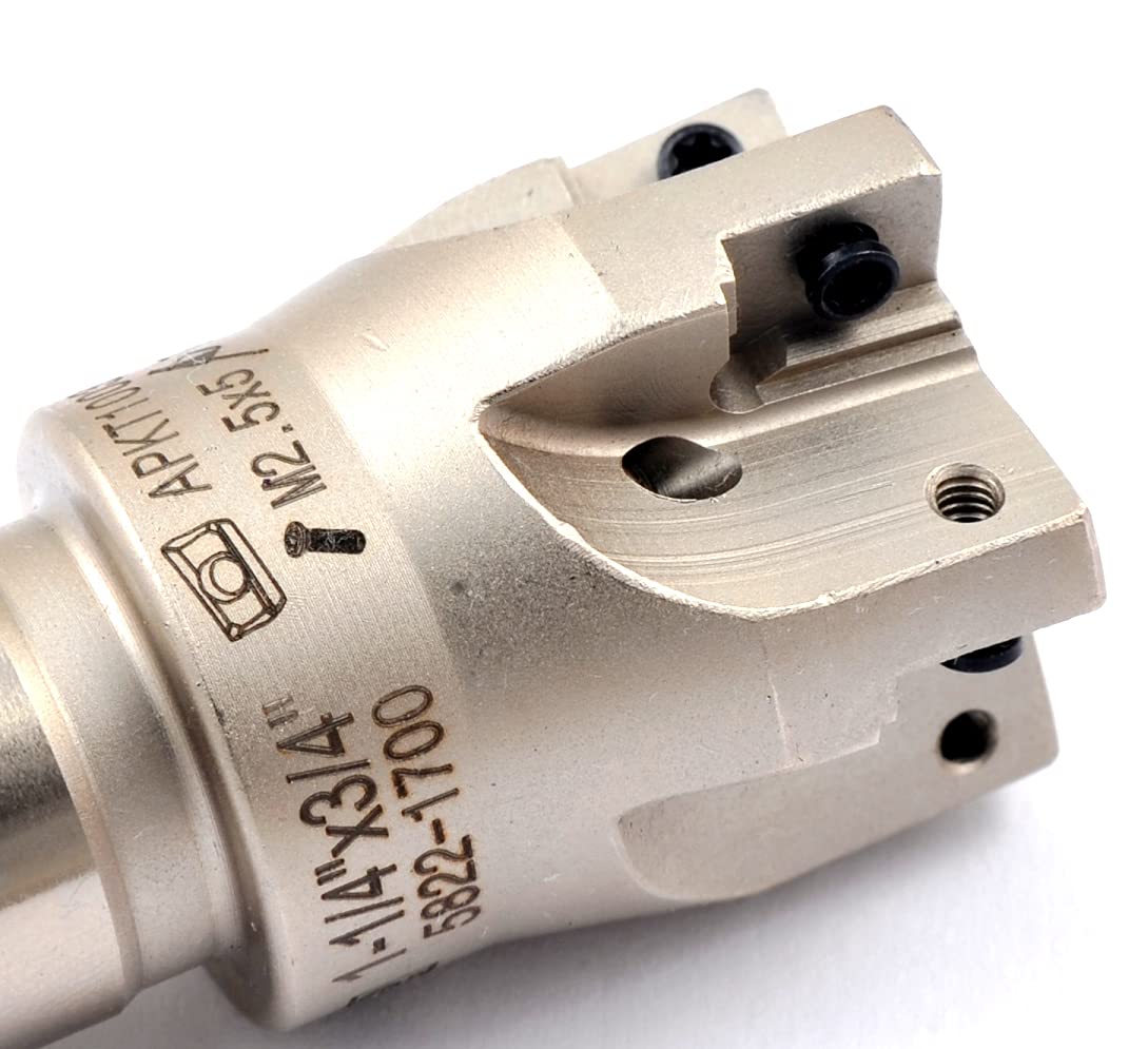 HHIP 5822-1700 kwadratowy chłodziwa na ramię – przez wymienny frez końcowy, średnica frezu 3-1/4", trzonek 3/4", 4 flet, długość fletu 0,74 cala, 9,5 cm OAL, średnica cięcia 3-1/4 cala