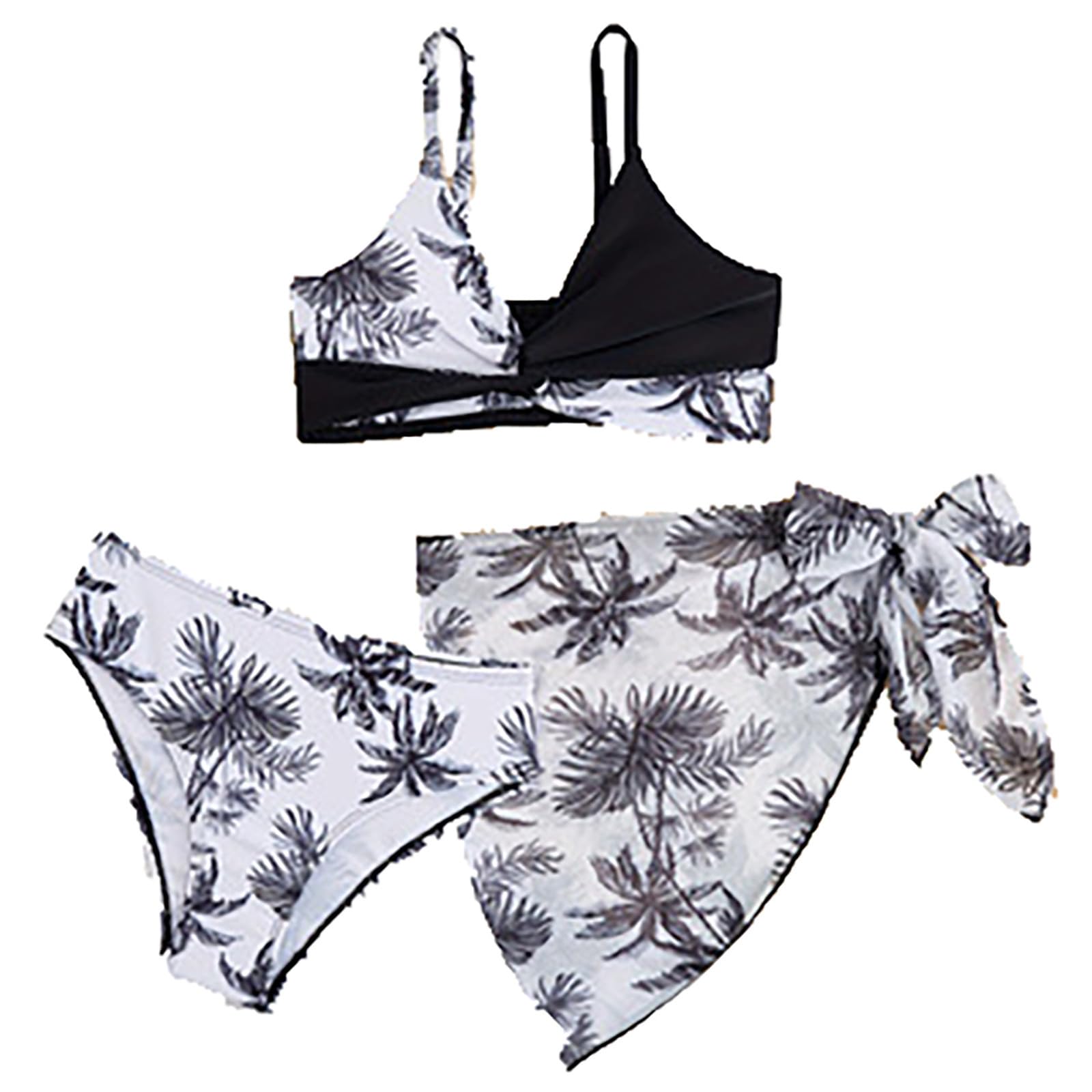 Cokbyavla Girls 30Multicolour ' 3 Piece Set Floral Print Bikini Swimsuit,3 Bathing Suit 10 11 Beach Dress Swim Coverup Teen For Kids 10-12 Rib(,13-14 Years)