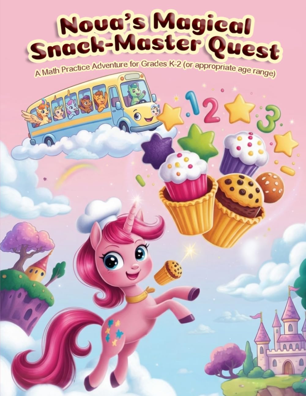 Nova’s Magical Snack-Master Quest: A Math Adventure Workbook for Kids Ages 4-8: Kindergarten to 1st Grade Learning with Addition, Subtraction, clock ... Fractions (Including Unicorn Coloring Pages)