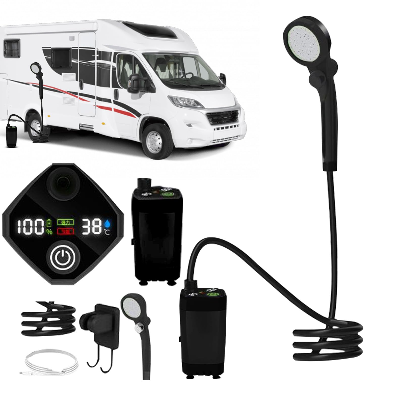 Ducha de Camping Recargable 3 Modos Pulverización Impermeable