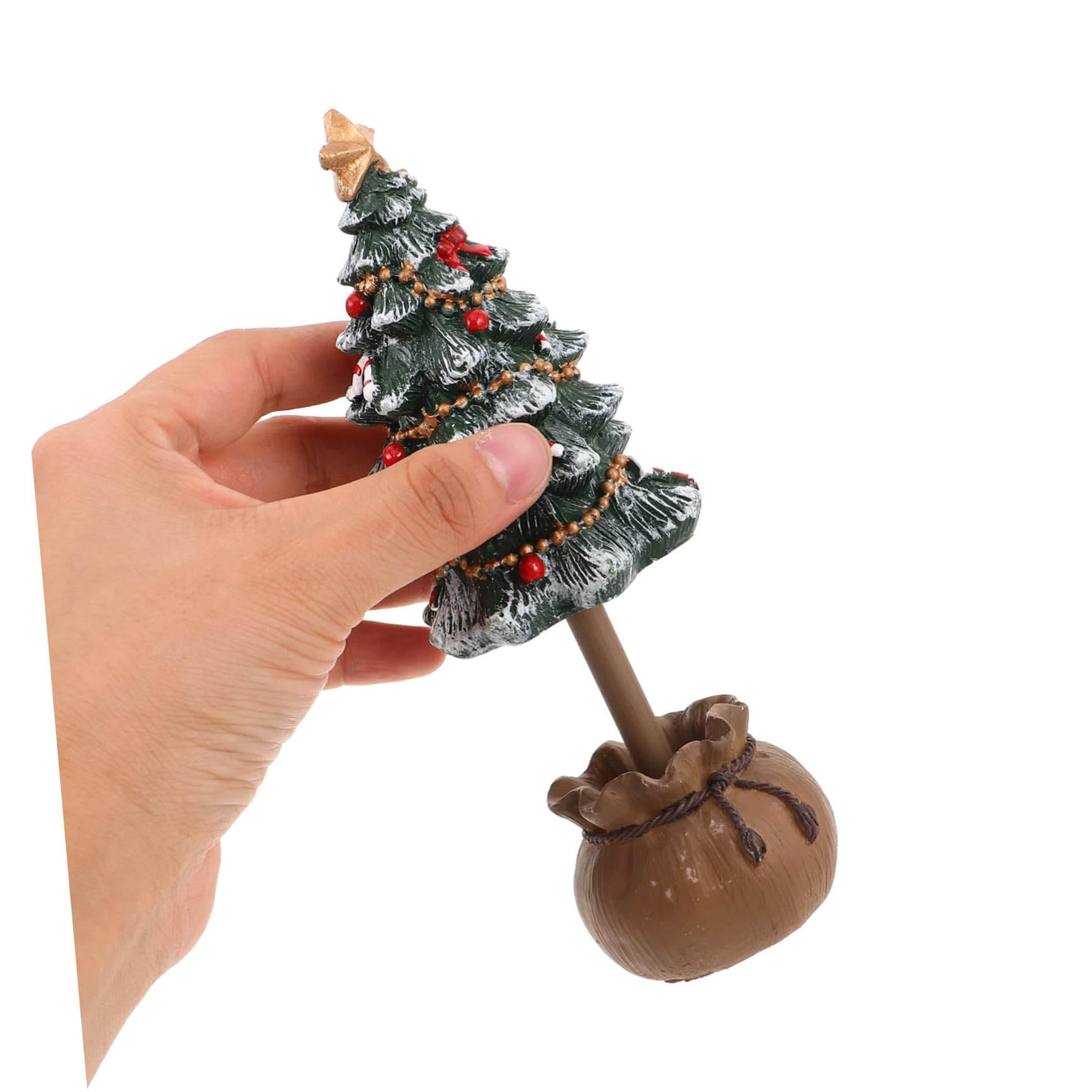 2 Pezzi Mini Natale Resinati per Decorazioni Natalizie Compatte per Scrivania Mensola e Angoli Statue Festive Verdi e Ufficio