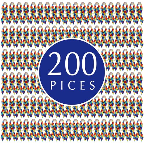 Image of Curvier 200PCS Autism Awareness Satin Ribbons Lapel Pins with Safety Pins