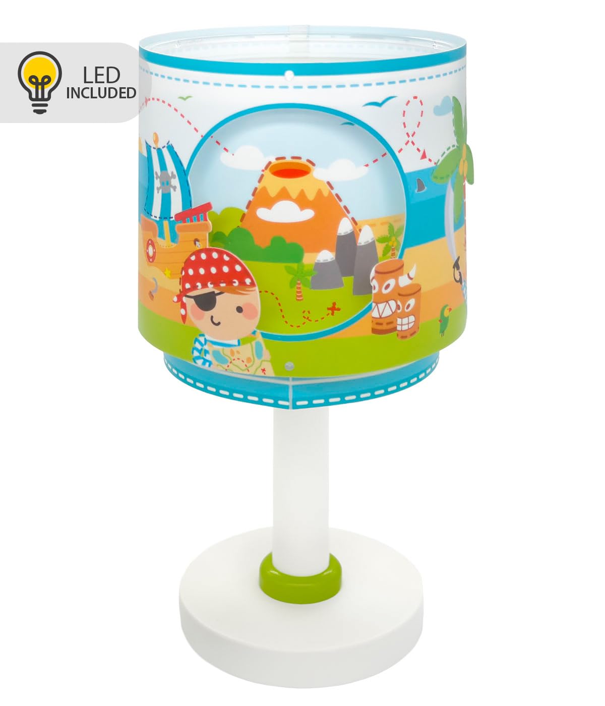 Dalber Lámpara Infantil de Mesilla Pirate Island Isla Pirata 60651N G4 | Lámpara infantil de mesa o mesita; G4 4W LED - Bombilla incluida; Luz Quitamiedos