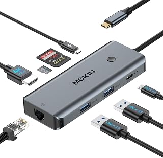 MOKiN Hub USB C do MacBook Pro/Air, Mac Dongle z adapterem USB C HDMI | 8 w 1 adapter do Macbooka z 3 portami USB, USB C