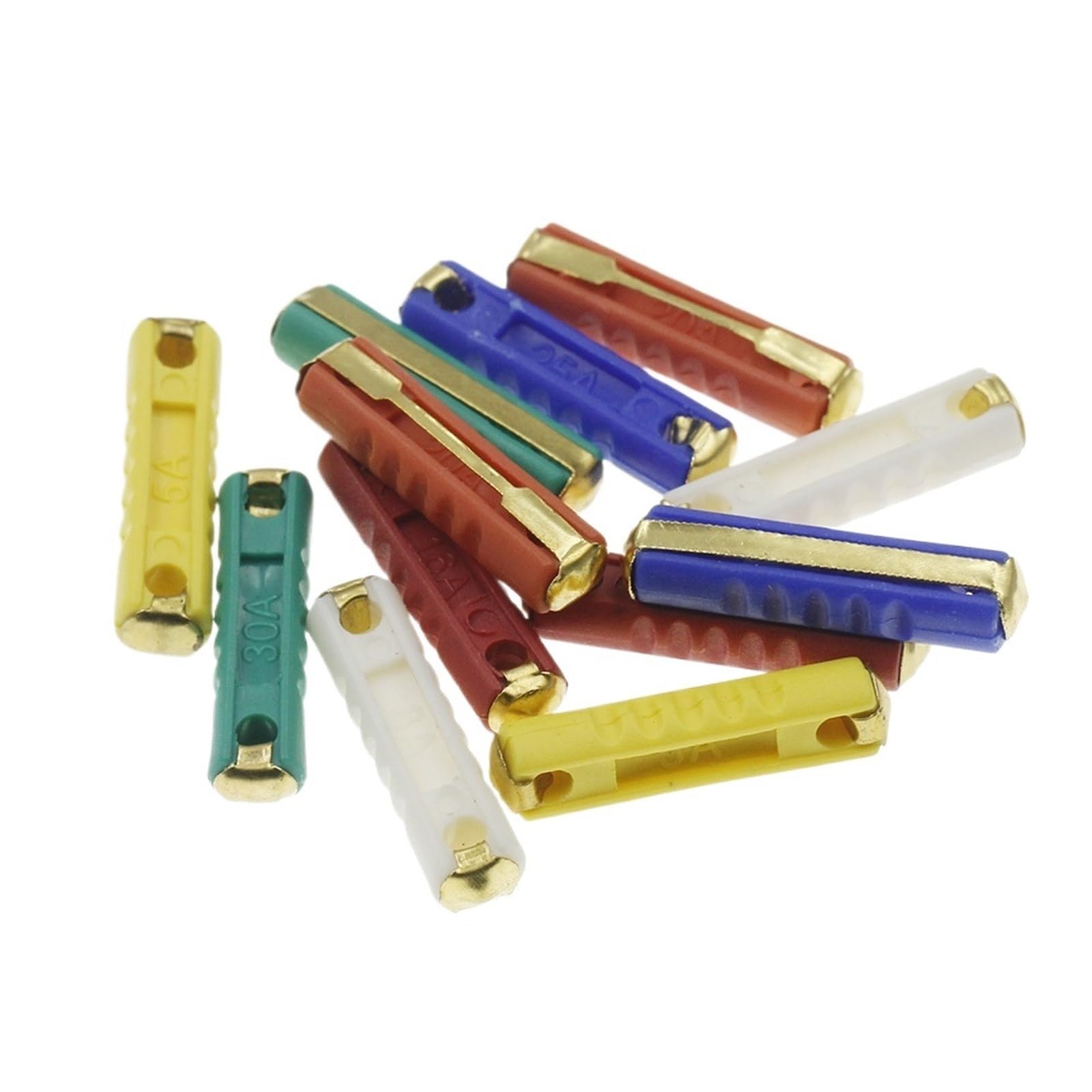 Fusibili for auto europei da 100 pezzi, 5/8/10/16/30 AMP, 6 mm, lama for auto continentale, in bachelite, fusibile for auto in ceramica classica.(20A)