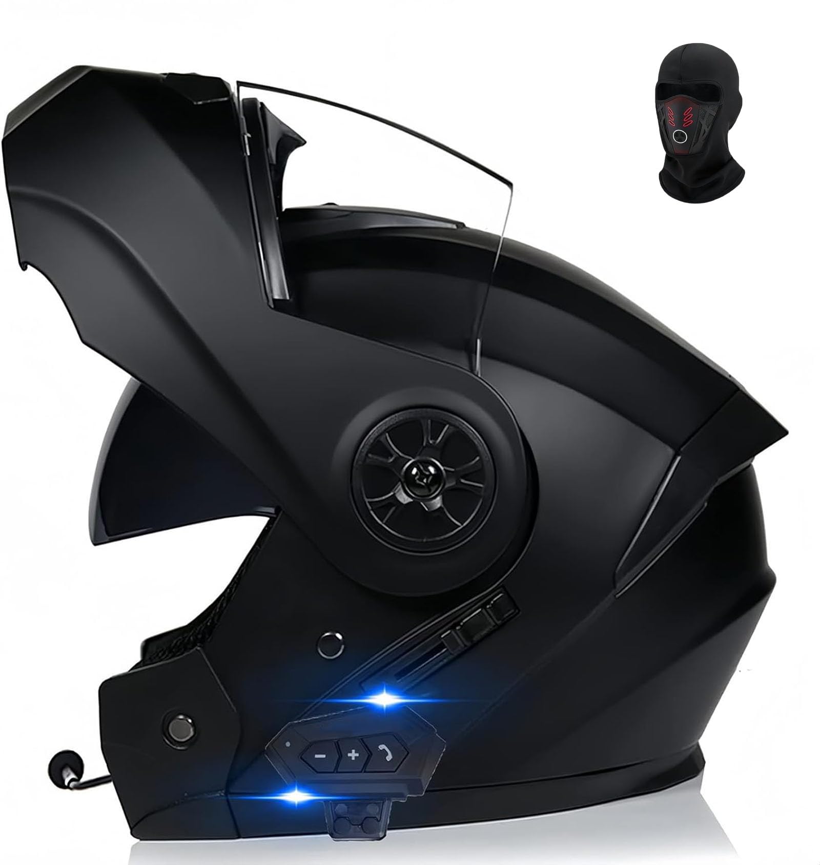Doble Antiniebla Visera Casco con Doble Visera Doble Lente Casco Casco de Moto Modular Bluetooth Integrado Cascos de Motocicleta ECE Homologado Motocicleta Todoterreno Bluetooth Cascos