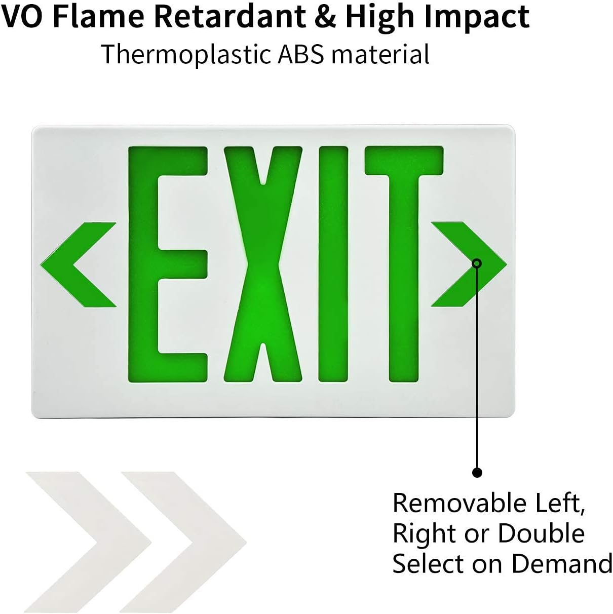 AKT LIGHTING Emergency Exit Sign, Double Face Commercial LED Emergency Exit Lighting with Back-Up Battery Exit Light Combo for Hallways UL Certificated(Green, 6 Pack) - - 