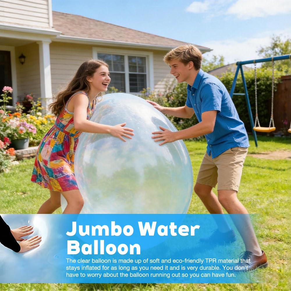 Bulle Gonflable Géante, 120cm XXL Bumper Ball, Géants en TPR Ballon Gonflable Géant pour Adultes, Grande Ballon Transparent pour Une Fête en Plein Air avec Ballons de Plage (Bleu)