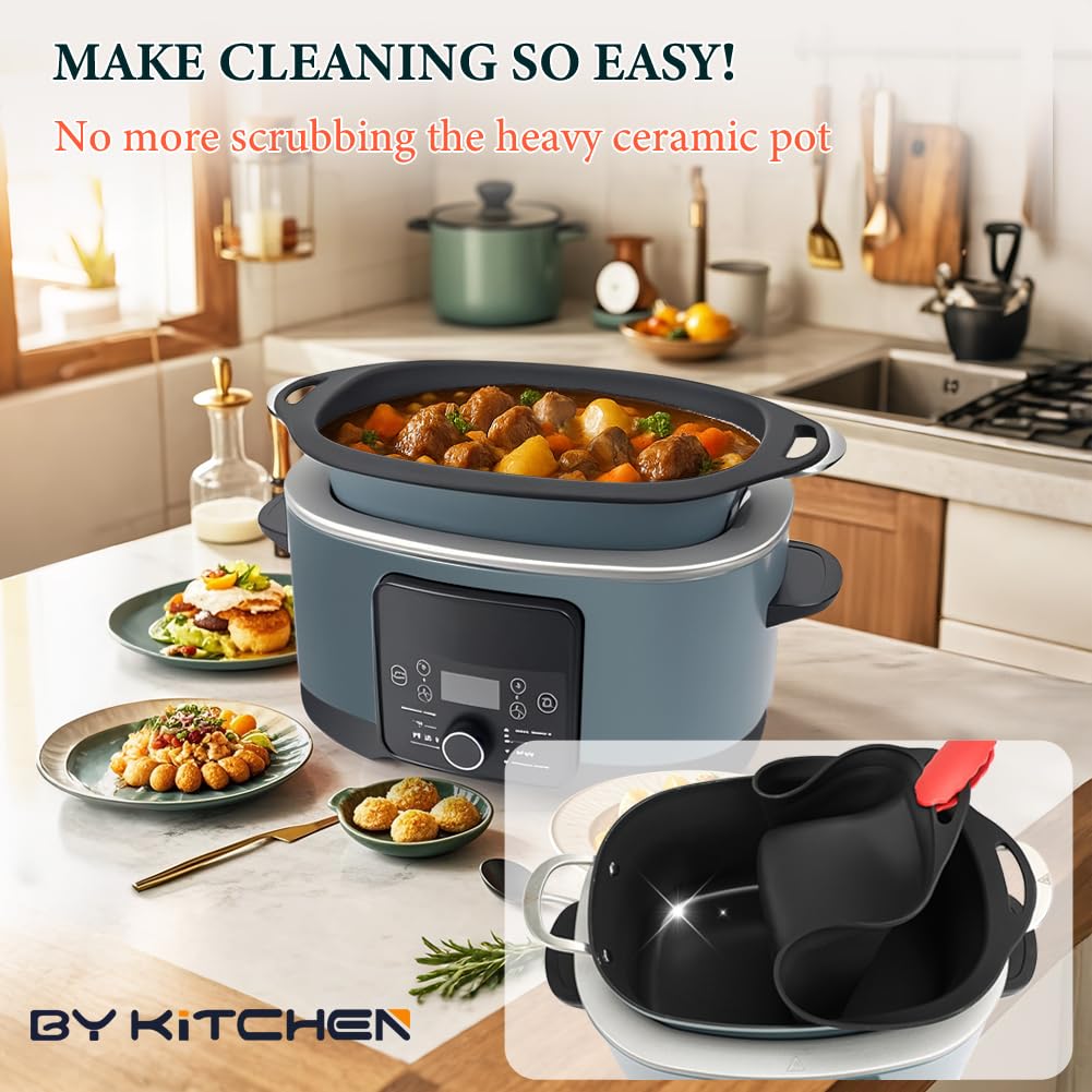 Revestimientos de silicona para olla de cocción lenta compatibles con Ninja Foodi Possible Cooker Pro de 8.5 cuartos de galón MC1000, MC1001, serie MC1010, 2 forros reutilizables para ollas 6