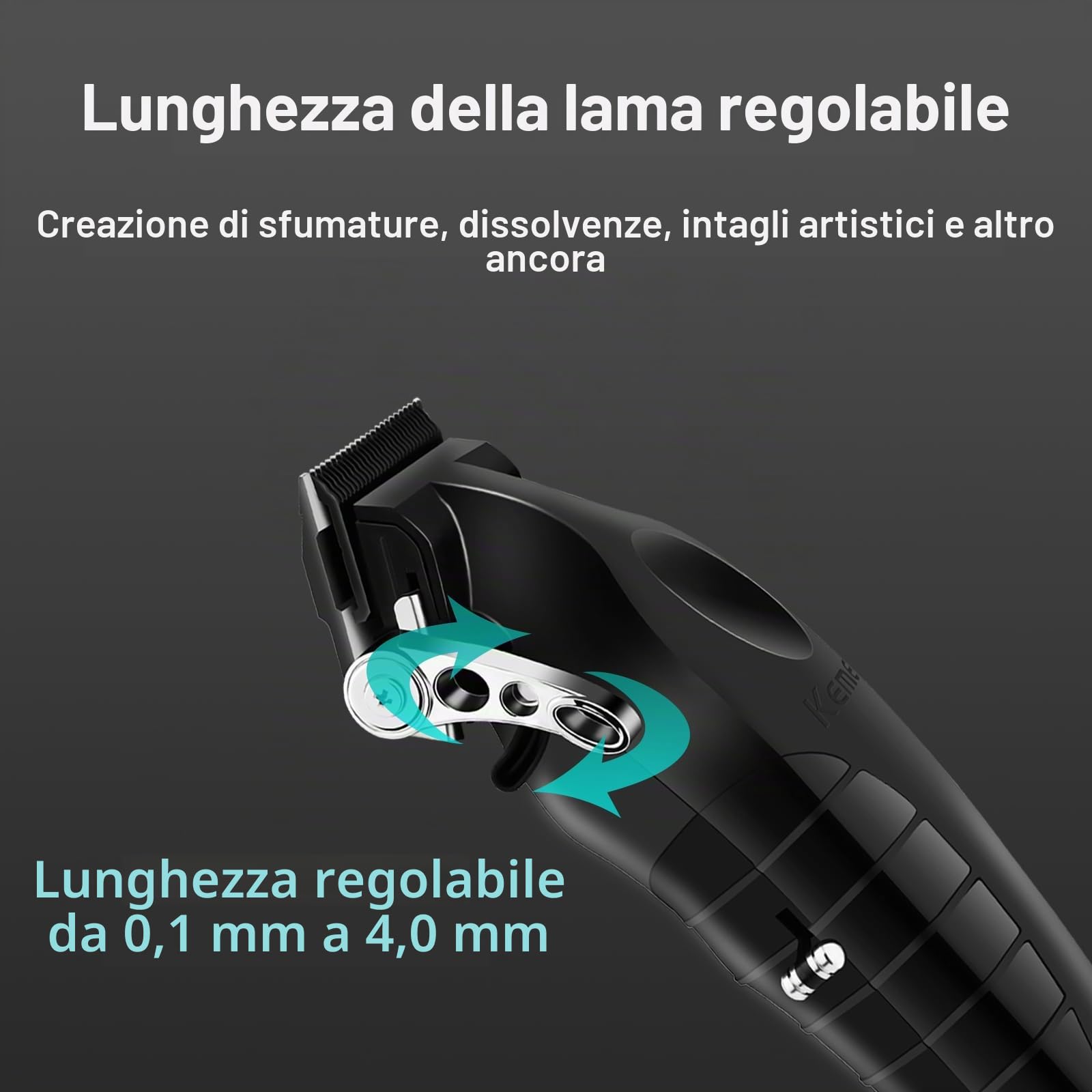 KEMEI 2296 - Tagliacapelli professionale uomo, senza fili, ricaricabile USB, 350 minuti, 8 pettini guida