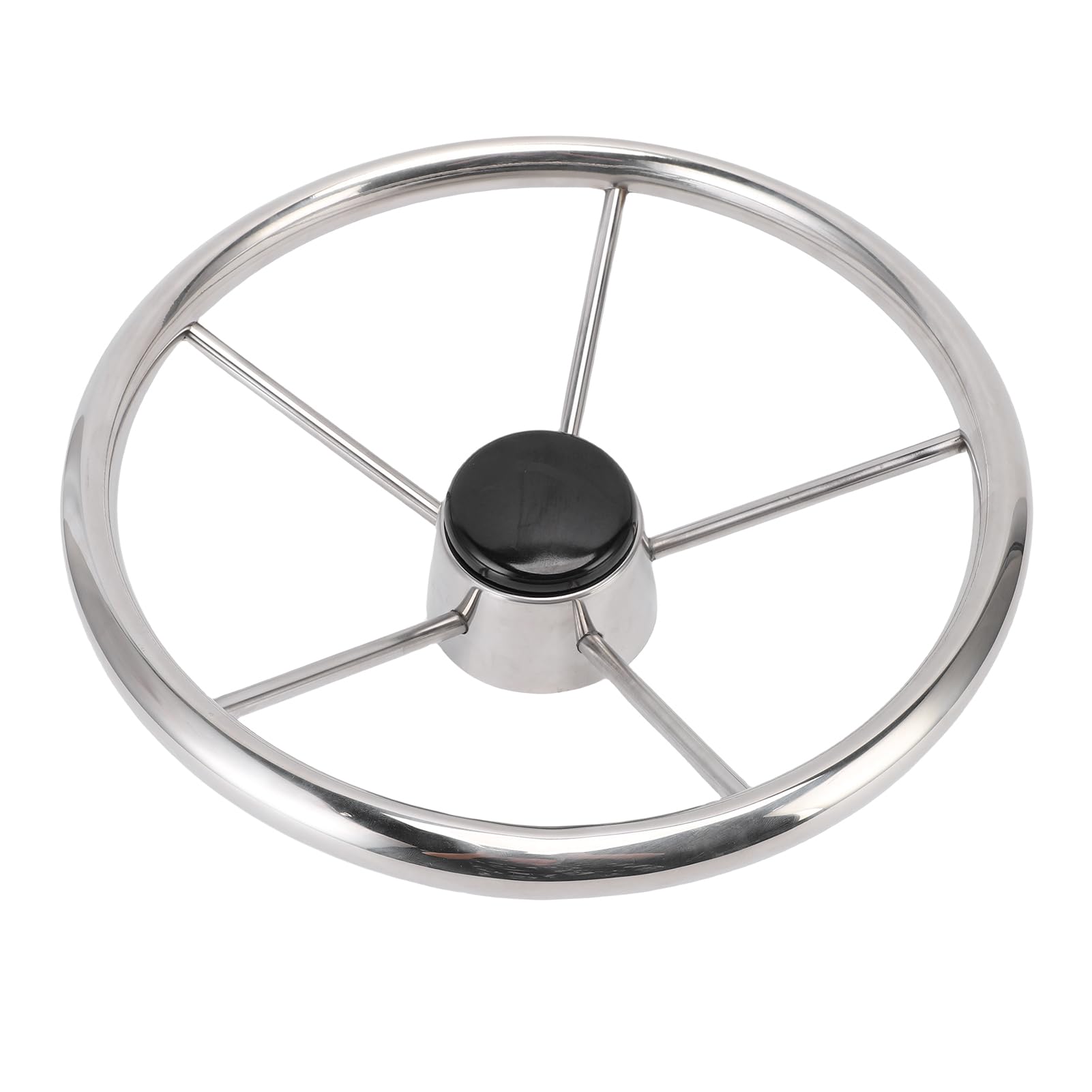 Acouto Volant de Bateau en Acier Inoxydable à 5 Rayons de 13-/2 Pouces, Volant Marin à la Mode pour Yacht, Hors-bord, Ponton à Partir de 304, la de Bateau en Acier Inoxydable à 5 Rayons