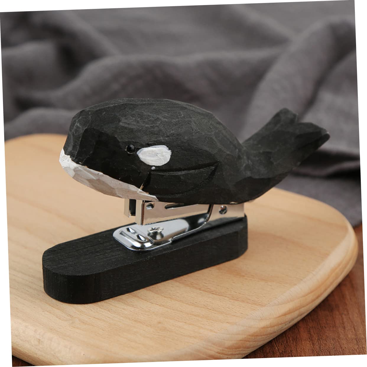NUOBESTY 3piezas Grapadora Creativa De Madera Forma De Ballena Para Estudiantes Papelería De Oficina Suministros Prácticos y Portátiles Para Casa y Escuela