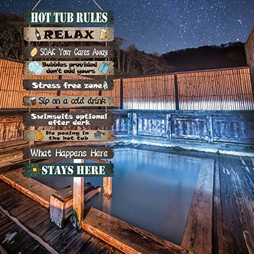 Tatuo Hot Tub Rules Wood Sign Funny Hot Tub Rules Sign Bathroom Decorative Signs Outdoor Rules Plaque Wall Bath For Pool Backyard Outdoor Wall Art Accessories #TOP5