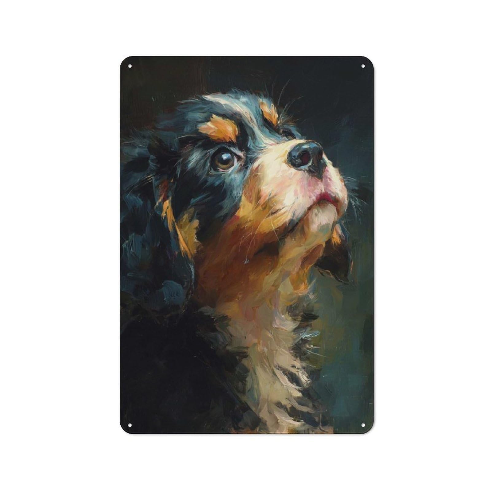 Dog Portrait Painting Industrial Metal Wall Decor 30x20cm, Retro Metal Sign for Workshop, Basement, Shed Or Games Room
