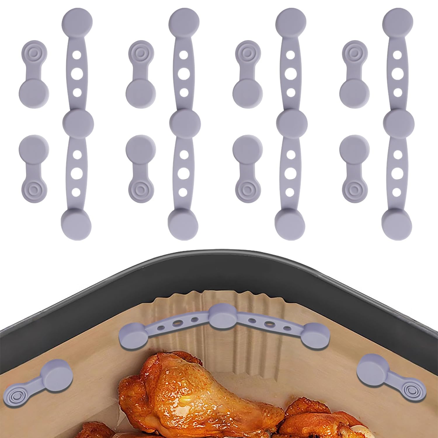 Yatrosynth 12 Stück Magnete für Airfryer Backpapier, Magnetische Backpapier Befestigungsschnalle, für Die Luftfritteuse Zum Festhalten Von Pergamentpapier - Runde Grau
