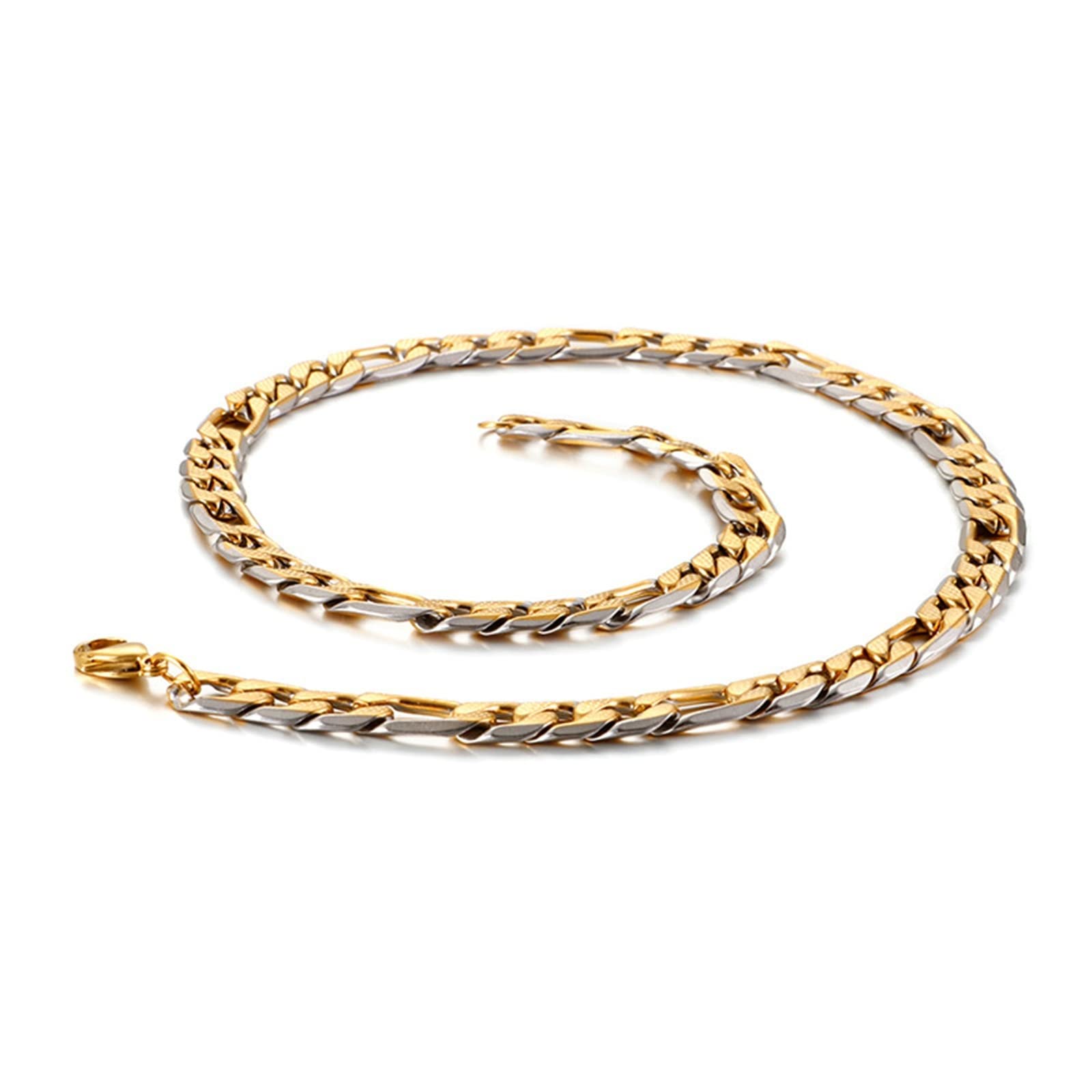 YZYSHHX Gold Figaro Ketten für Männer, Jungen - Länge 65CM x Breite 6.5-9MM Edelstahl