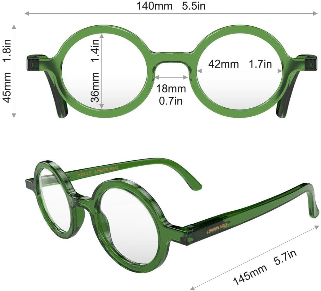 LONDON MOLE® Moley reading glasses | Cool round shaped readers | Men’s Women’s Unisex | Spring hinges - Image 6