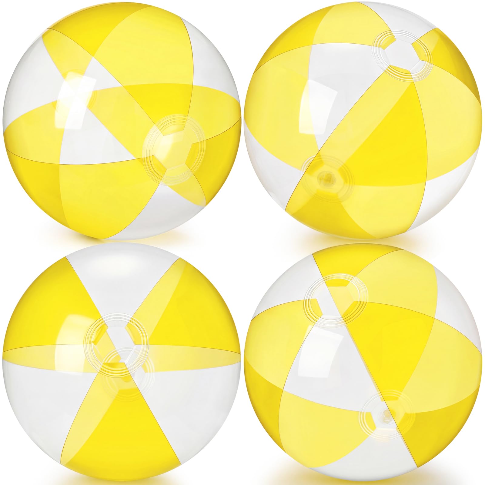 MiniInflat 4 Pack Pastel Beach Balls,Clear Yellow &amp; Clear,16 Inch