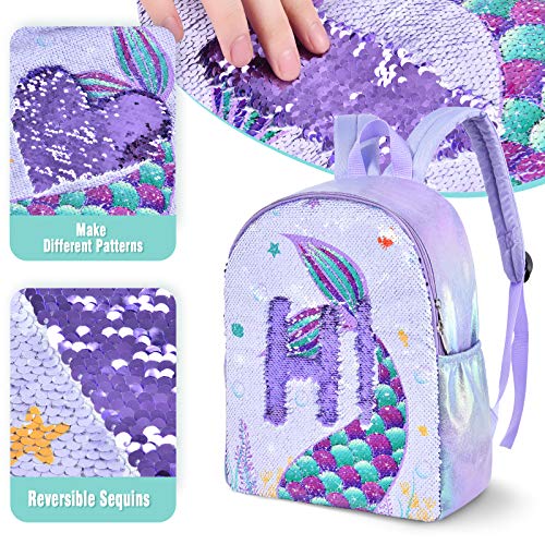 Wernnsai Sparkly Girls Mermaid Backpack - Sequins School Backpack For Kids Girls Preschool Kindergarten Elementary 15” Lightweight Hiking Travel Casual Book Bag Schoolbag #TOP1