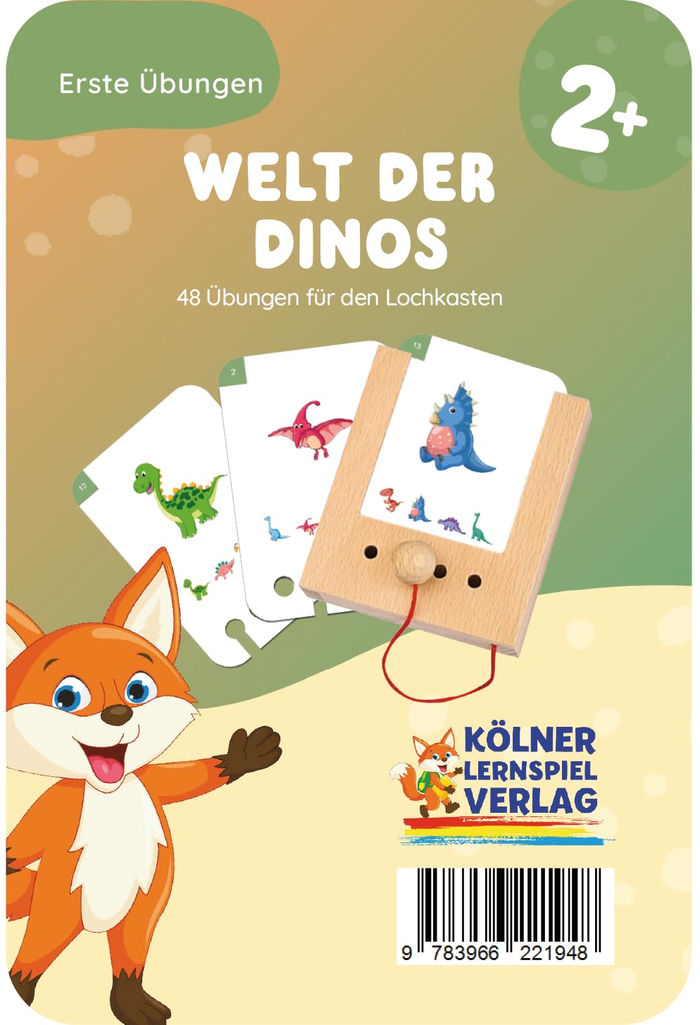 Kölner Lernspielverlag World of Dinos 2+: Card Set for the Hole Box, Green, Brown, Beige, 12 cm x 8 cm