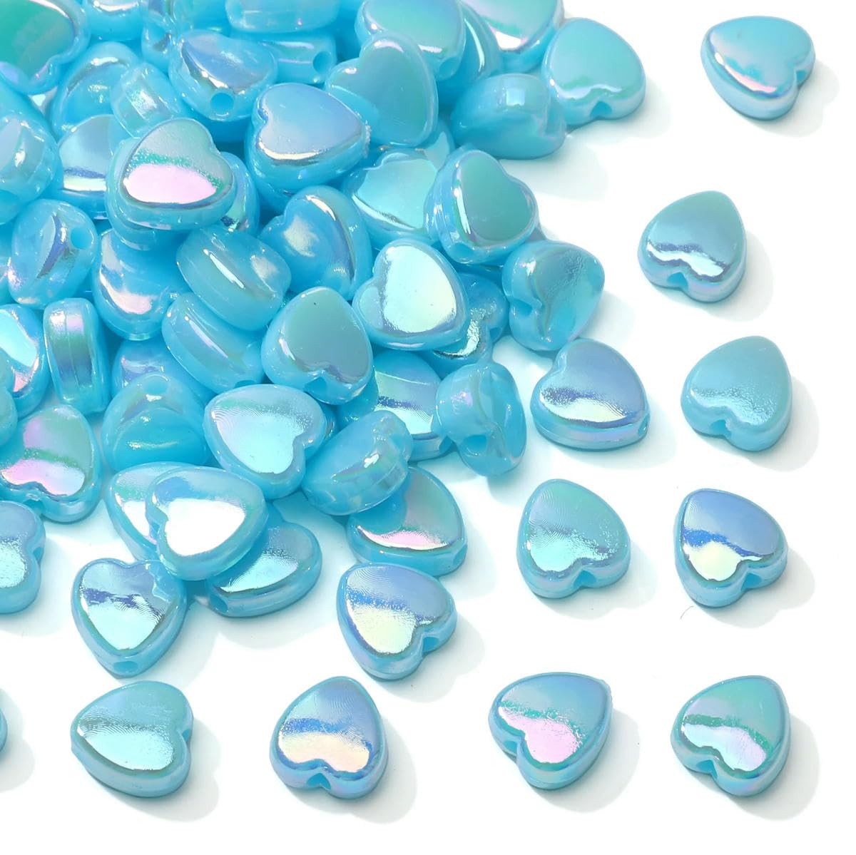 HUIOYG 100Pcs 8×9mm Acrylic Heart Beads Loose Spacer Beads for Handmade Jewelry