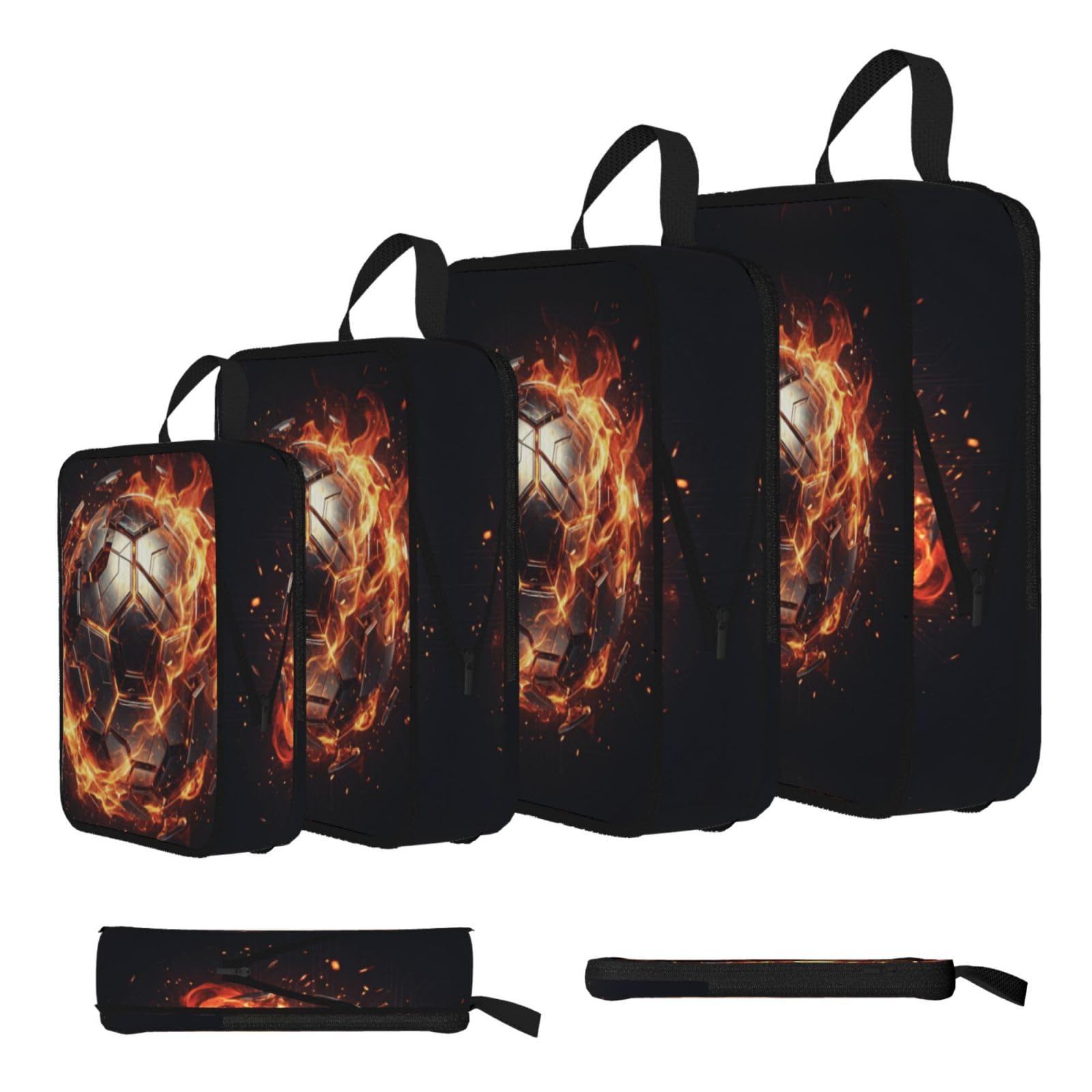 Mech Flame Soccer Compression Packing Cubes 4 Piece Set