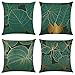 Lot de 4 Housse de Coussin Décoratif Canapé Feuilles Vertes Double Face Taie d'oreiller Canapé en Carrée Lin de Coton pour Voiture Canapé Chambre Maison Intérieur Décoratif I959 60x60cm / 24x24