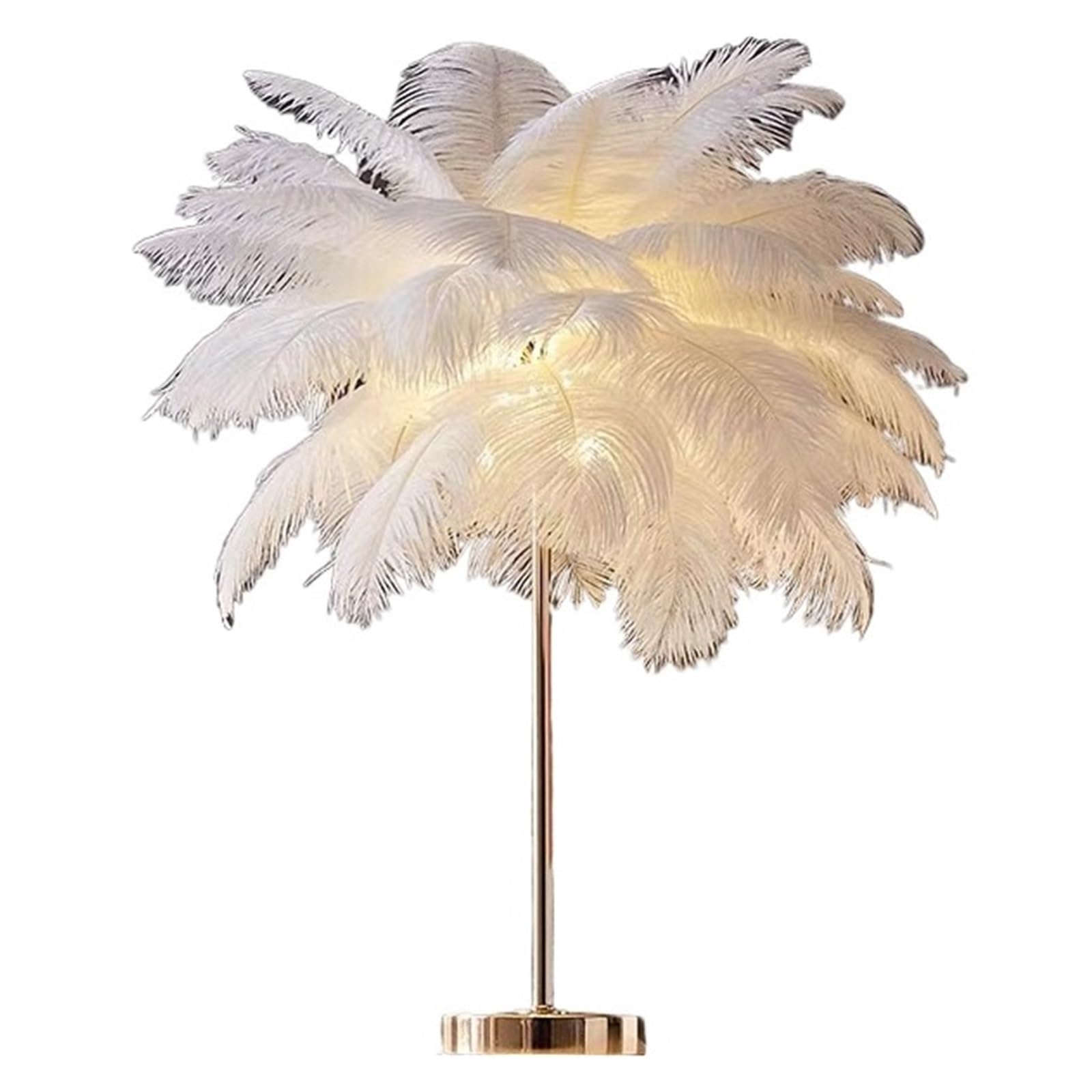 SMTYXS Nordic Ostrich Feather Floor Lamp Living Room Atmosphere Net Red Stand Light for Lighting Vintage Elegant Luxurious(White Table lamp)