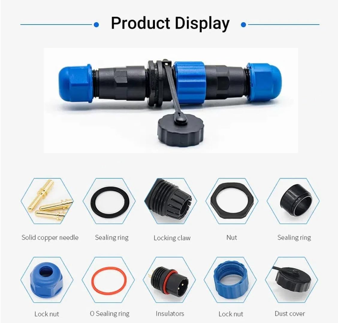 Connecteur Aviation SP13 2 Broches IP68 - Mâle/femelle 250V 13A