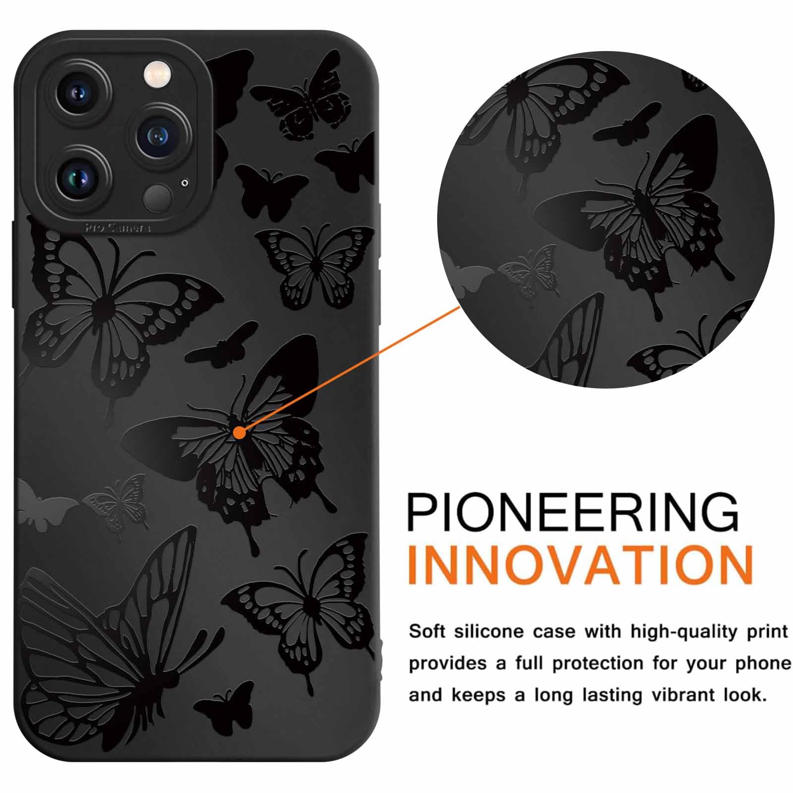 Kuafcase Für IPhone 15 – Seidig-weiche Silikonhülle Mit Schmetterling-Motiv, Kratzfest & Stoßsicher, In Butterfly Burgundy