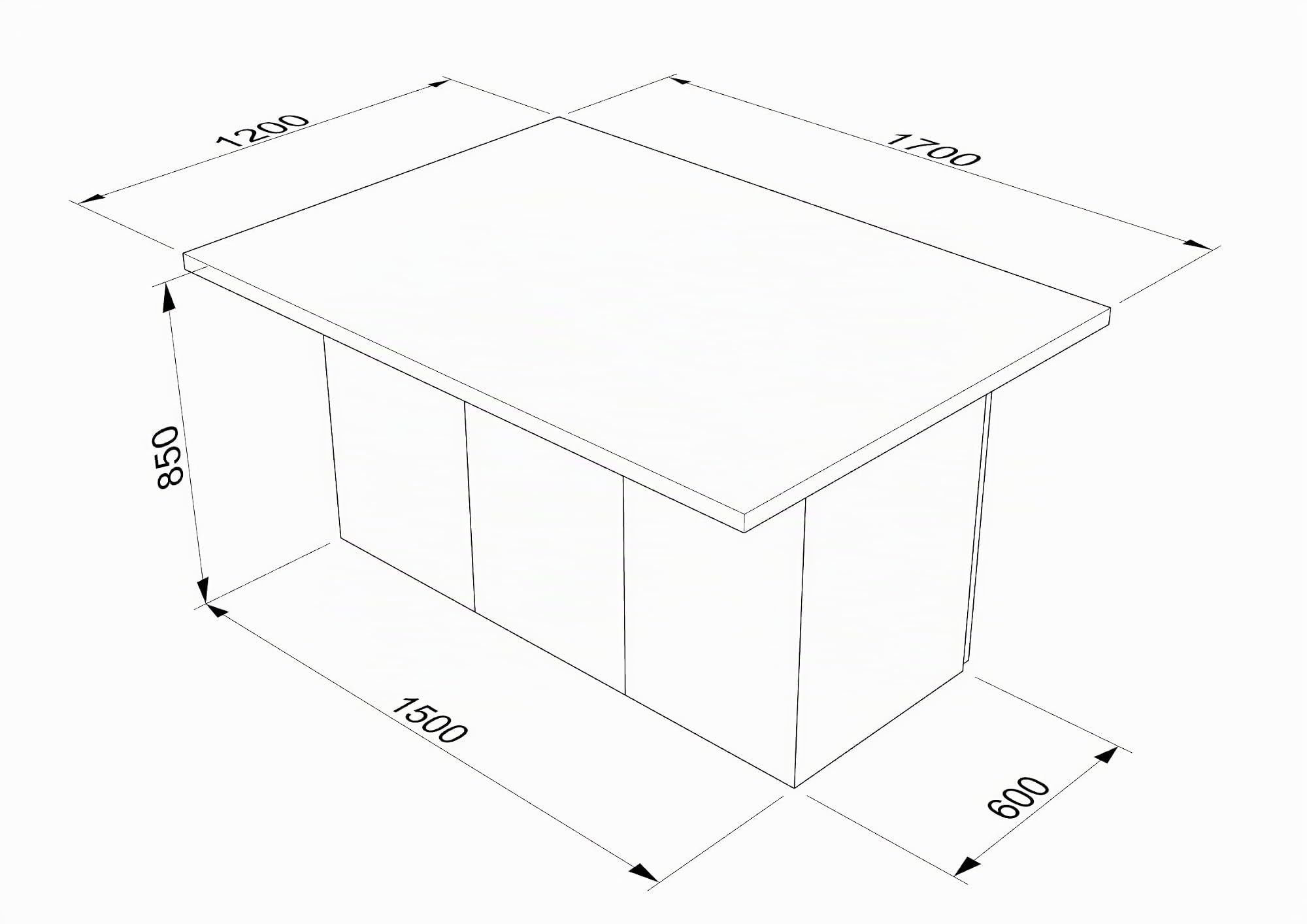 VE.CA - Isola Cucina Erika con Piano Lavoro 120x170x85 cm, Made in Italy - Mobile Cucina Moderno, Credenza con 3 Ante - Ideale come Tavolo da Pranzo - Rovere Grigio