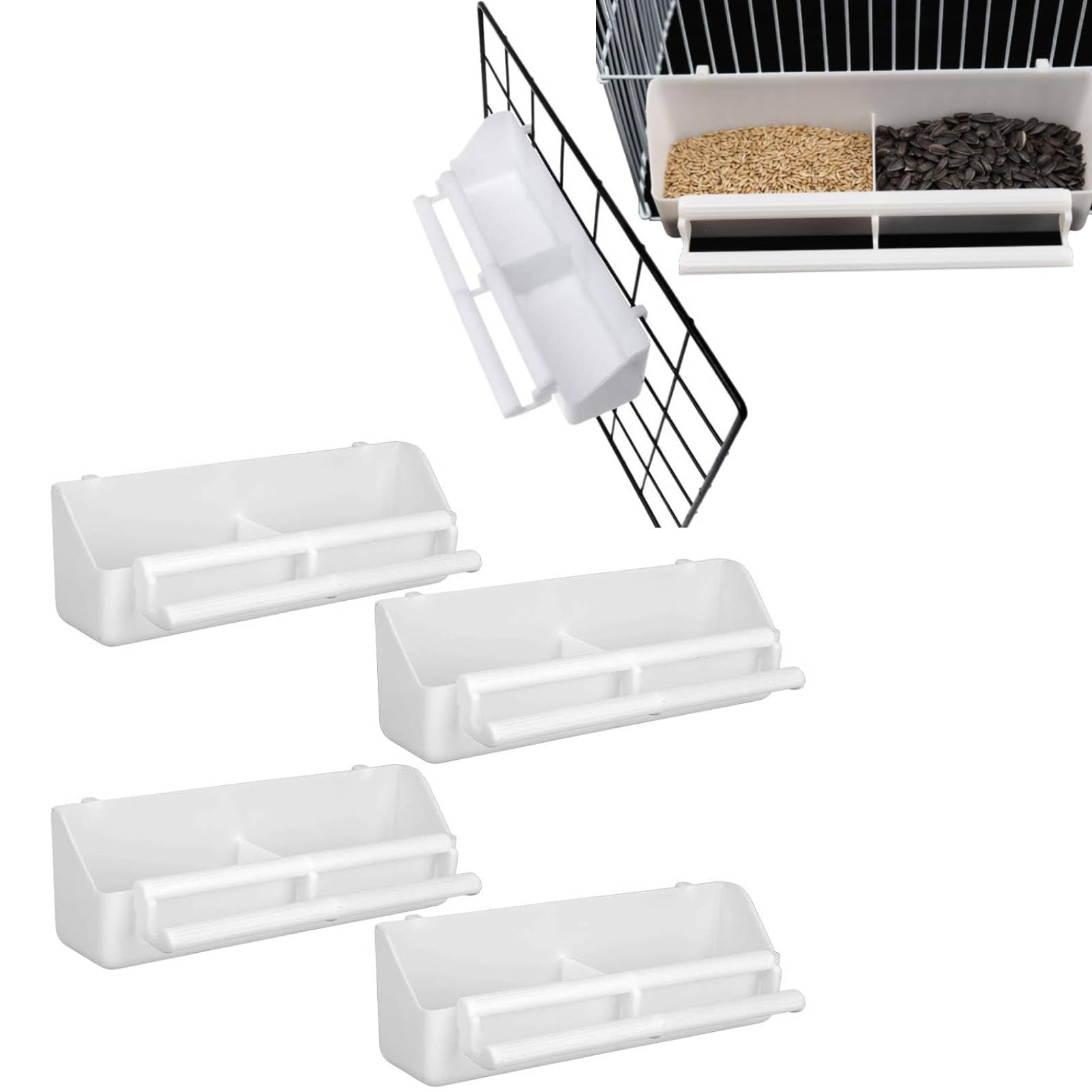 Agatige 4pcs Hanging Bird Feeder, 2 in 1 Parrots Feeder Pet Bird Hanging Food Water Bowl