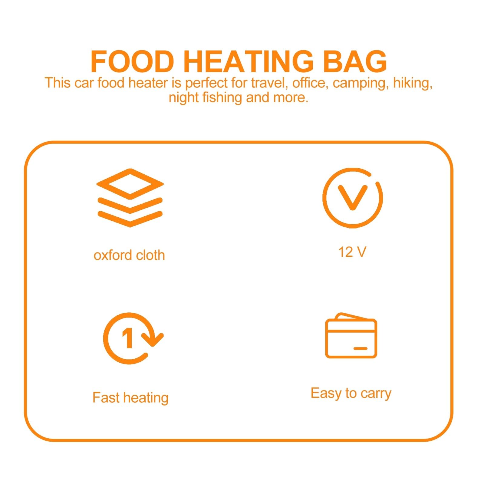 Homoyoyo Bolsa Térmica para Almuerzo de Coche 12v Negra Oxford, Bolsa Aislante Portátil Calefacción para Viajes y Exteriores, Paquete de Comida Caliente Compacto para Picnic y Camping