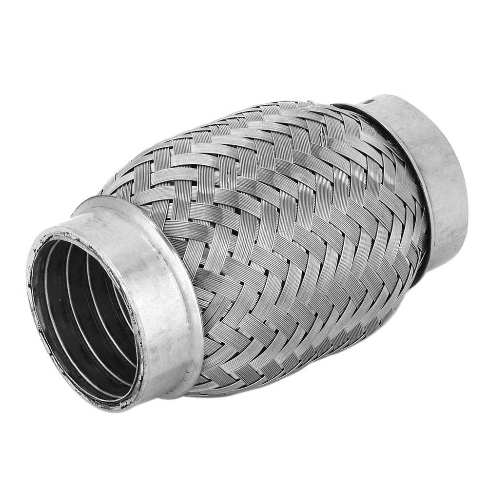 Qiilu Tubo de Escape Flexible de 1.5 x 4 Pulgadas, Tubo Flexible de Escape de Acero Inoxidable Tubo Corrugado Interno Trenzado Doble