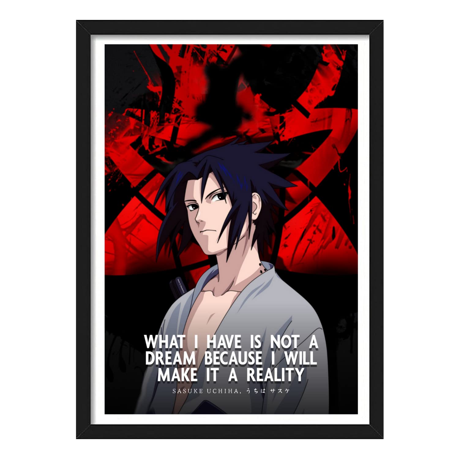 YourCanvas - | Uchiha Sasuke | Naruto Frames & Posters | Anime Frames & Posters (Black Framed 10×13 inches, Sasuke Uchiha's Words)