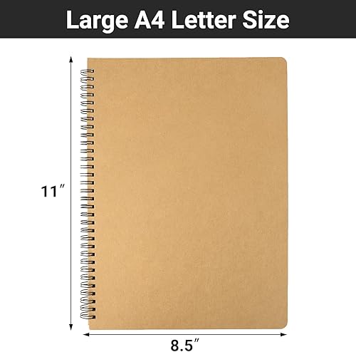Miniatura 2 de EUSOAR Cuaderno rayado de tapa dura, A4, 3 paquetes de 8.5 x 11 pulgadas, 120 páginas con rayas de papel kraft para escribir viajes, diario,