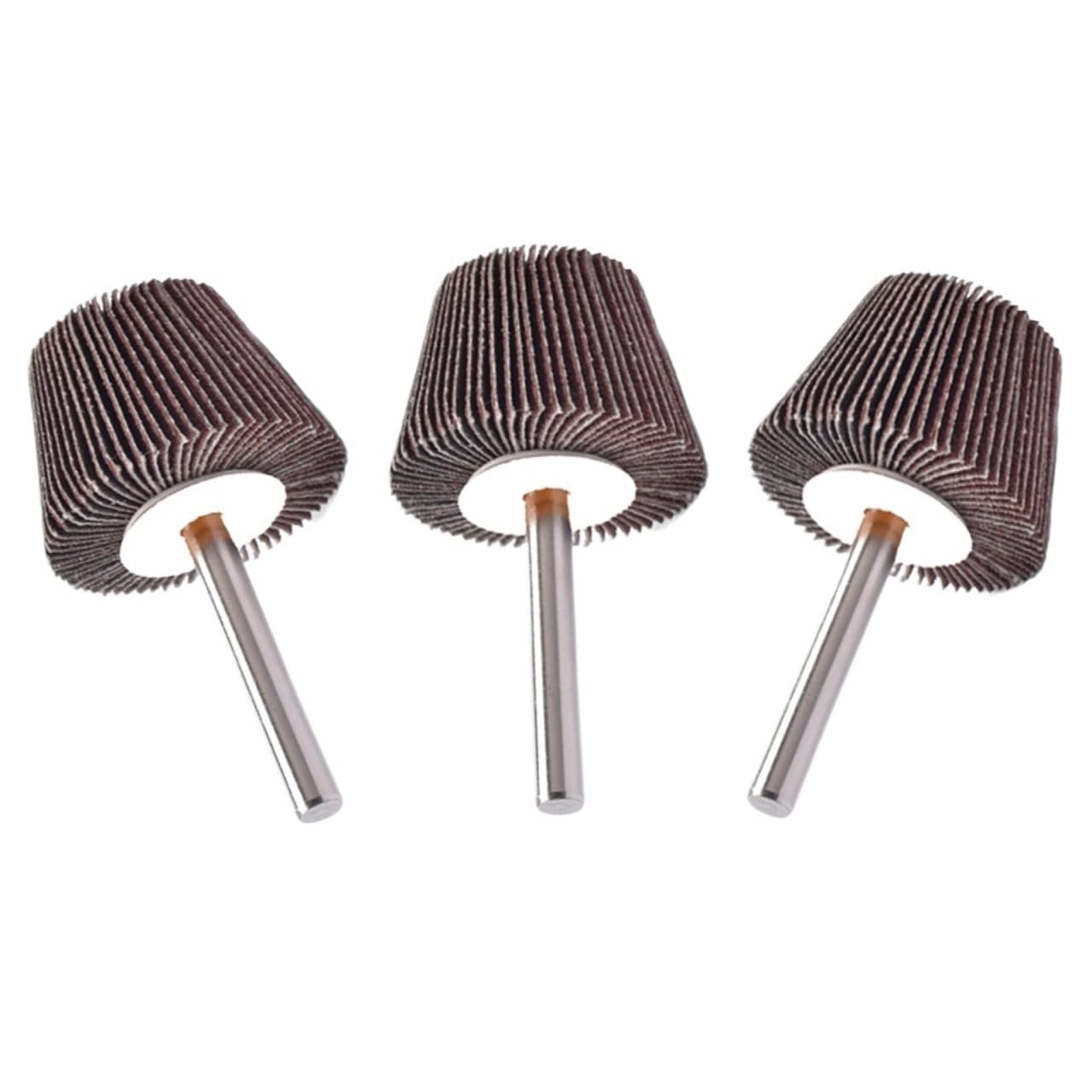 Disco Abrasivo Per Smerigliatrice 3 ruote lamellari troncoconiche coniche, gambo da 6 mm (1/4"), forma trapezoidale a grana 60/80/120