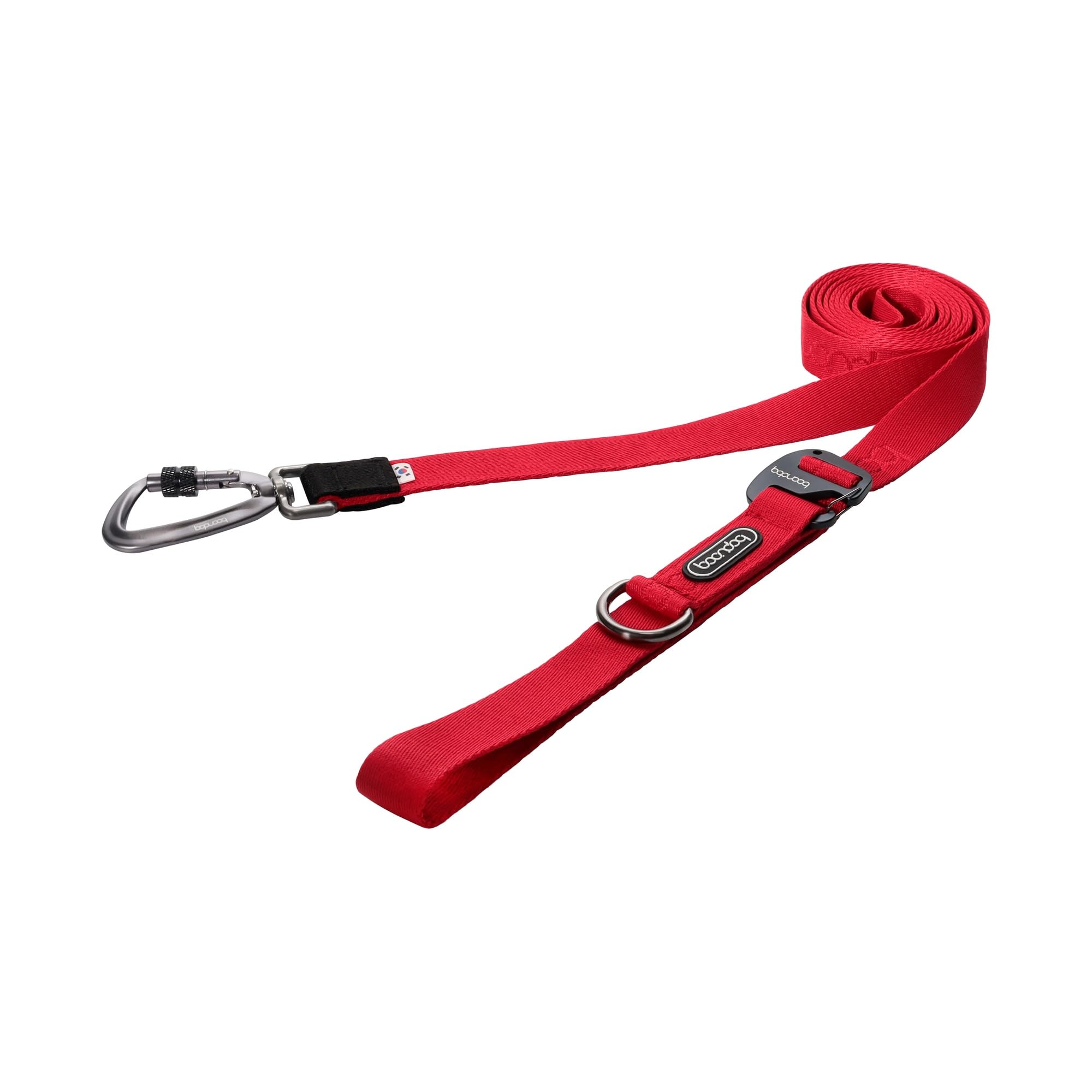 Boondog Play Leine 250 — 250 cm freihändige Hundeleine mit Karabiner, S/L – Red, Größe L