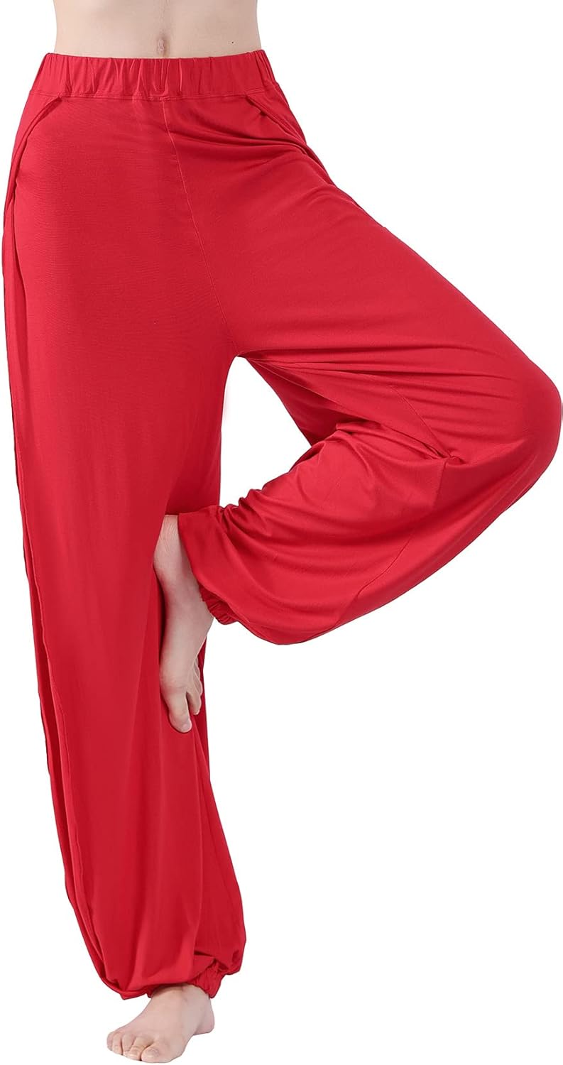 Hoerev Women's Soft Slit Leg Pants Harem Dance Yoga Pilates Pants - Image 2