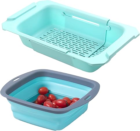 Abtropfkorb Zum Aufhängen Am Wasserhahn – Grün, Kunststoff, Mit Sieb & Press-to-Open-Deckel Für Die Küche