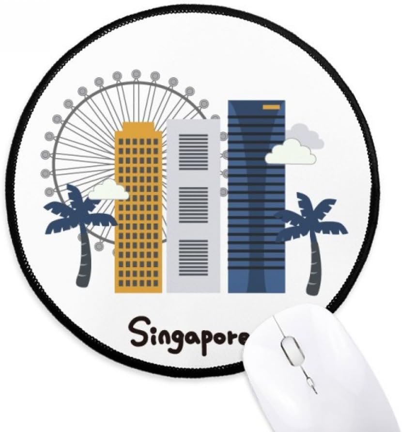 Singapore Flyer and Buildings Mouse Pad Desktop Office Round Mat for Computer