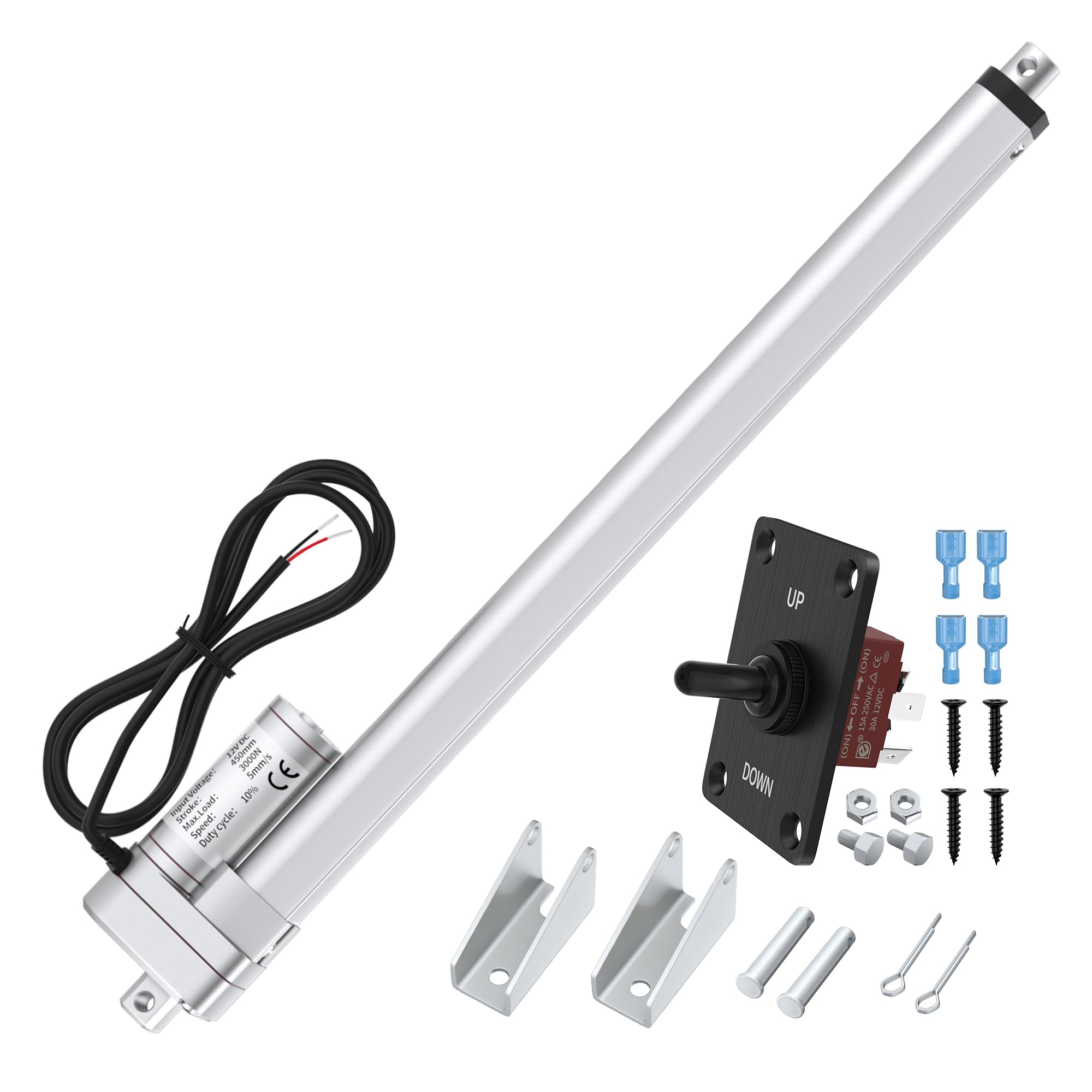 - 12V Linear Actuator 3000N/660lbs - 18 Inch Stroke, 5mm/s Speed | Waterproof Heavy Duty Linear Motion Actuator with Controller for Industrial, Home Automation